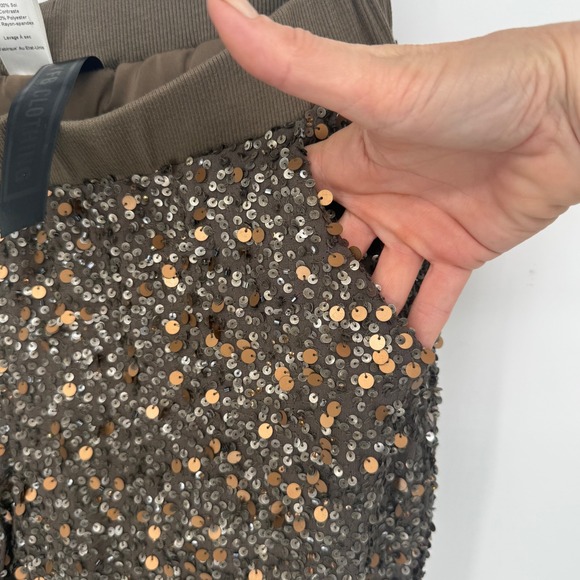 YFB Clothing Silk Olive Sequin Jogger Pants Women S New Years Holiday Luxury - Picture 5 of 11